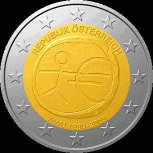 Oostenrijk 2 euro 2009 10 jaar EMU UNC